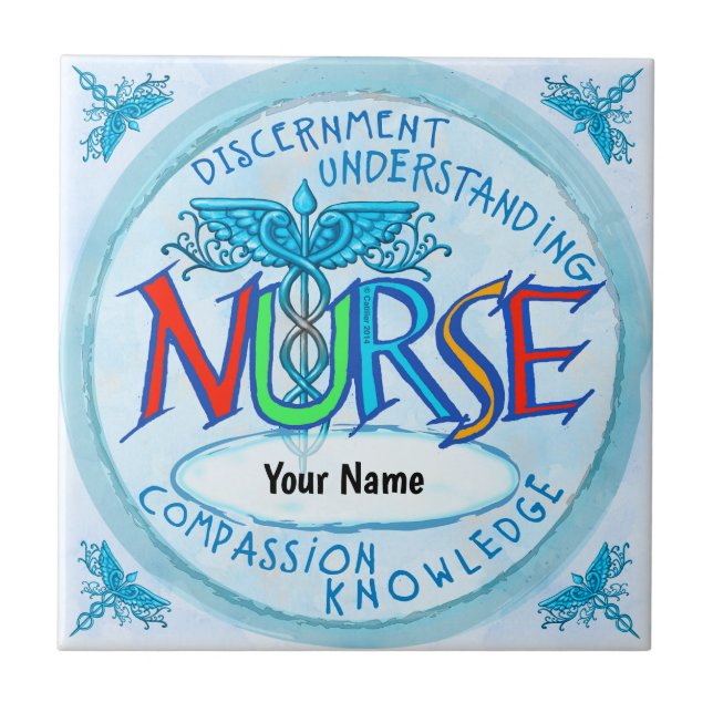 Blue nurses motto tile (Front)