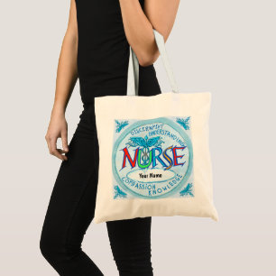 Blue nurses motto tote bag