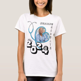 BLUE NURSING GRADUATE HEART STETHOSCOPE T-Shirt