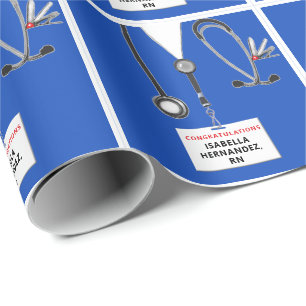 Blue Nursing School Grad Wrapping Paper
