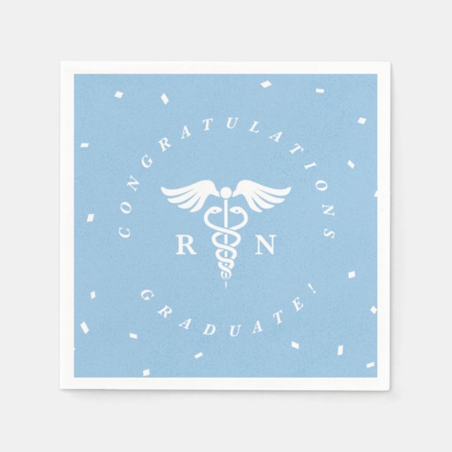 Blue Nursing School Graduation Party Napkins (Front)