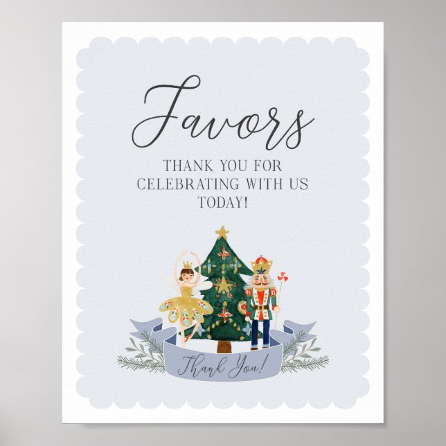 blue nutcracker christmas baby shower favours sign (Front)