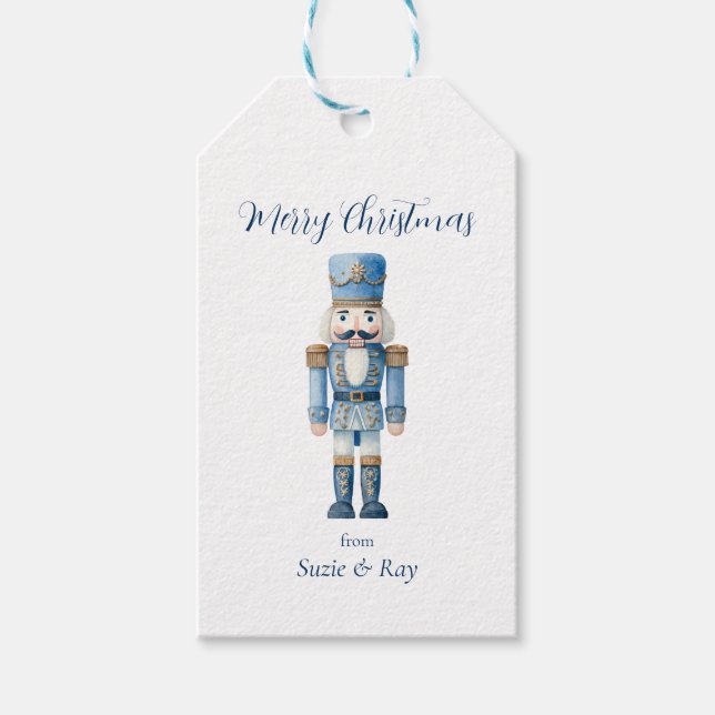 Blue Nutcracker Christmas Gift Tags (Front)