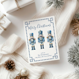 Blue Nutcracker Christmas Holiday Card