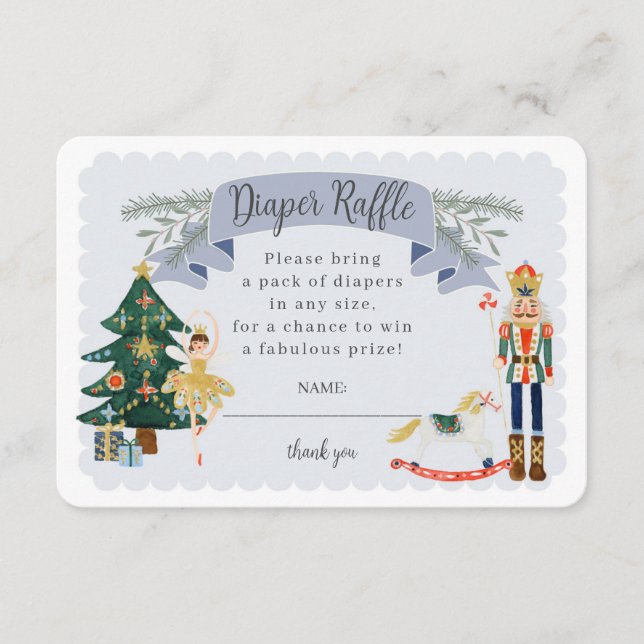 blue nutcracker diaper raffle baby invite insert (Front)