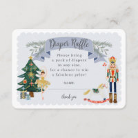 blue nutcracker diaper raffle baby invite insert