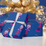 Blue Nutcracker Soldier Christmas Wrapping Paper<br><div class="desc">Christmas Wrapping Paper with large nutcrackers with red pink tint on a backdrop of blue</div>