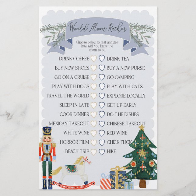 blue nutcracker would mum rather baby shower game (Front)