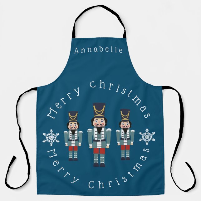 Blue Nutcrackers Personalise Apron (Front)