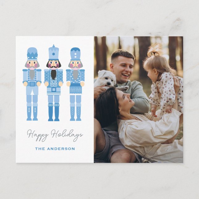 BLUE NUTCRACKERS WITH PHOTO CHRISTMAS  POSTC POSTCARD (Front)