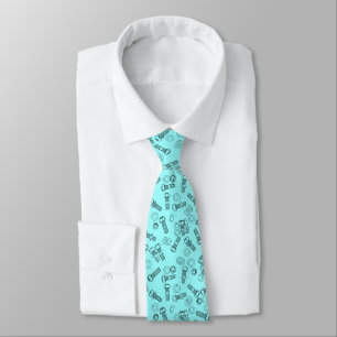 Blue nuts and bolts tie