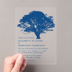 Blue Oak Tree, Rustic & Minimalistic Wedding Acrylic Invitations
