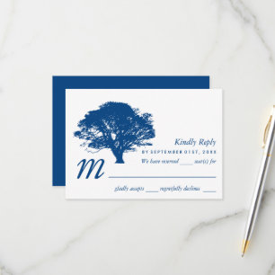 Blue Oak Tree, Rustic & Minimalistic Wedding RSVP Card
