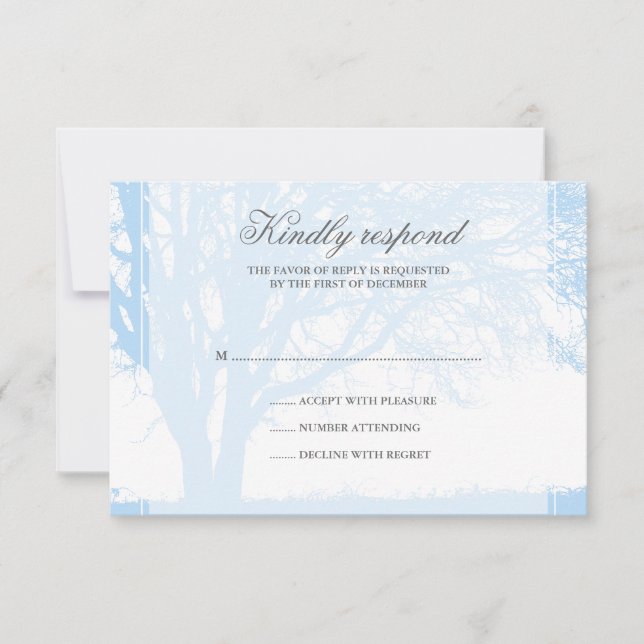 Blue Oak Winter Wedding Response Card (Front)