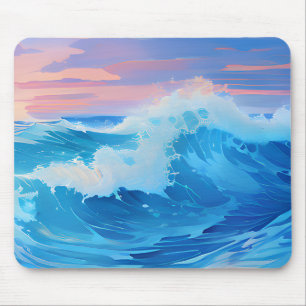 Blue Ocean at Sunset Mouse Mat