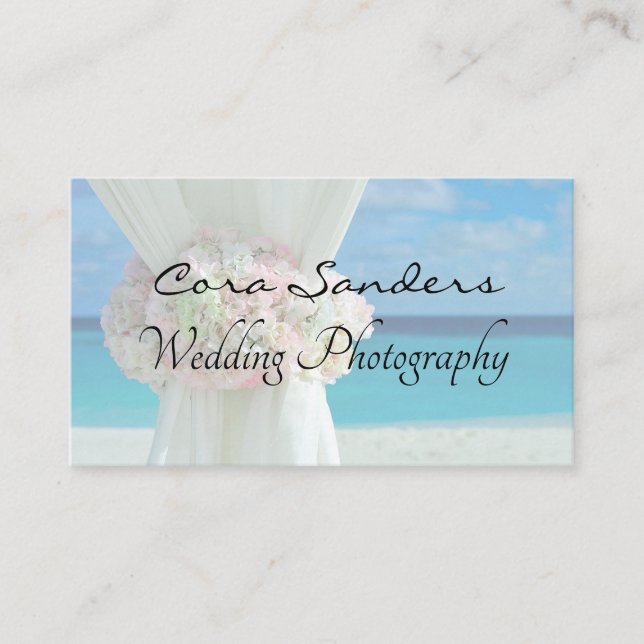Blue Ocean Background Wedding Photography Business Card (Front)