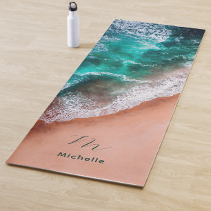 Blue ocean beach Monogram Yoga Mat