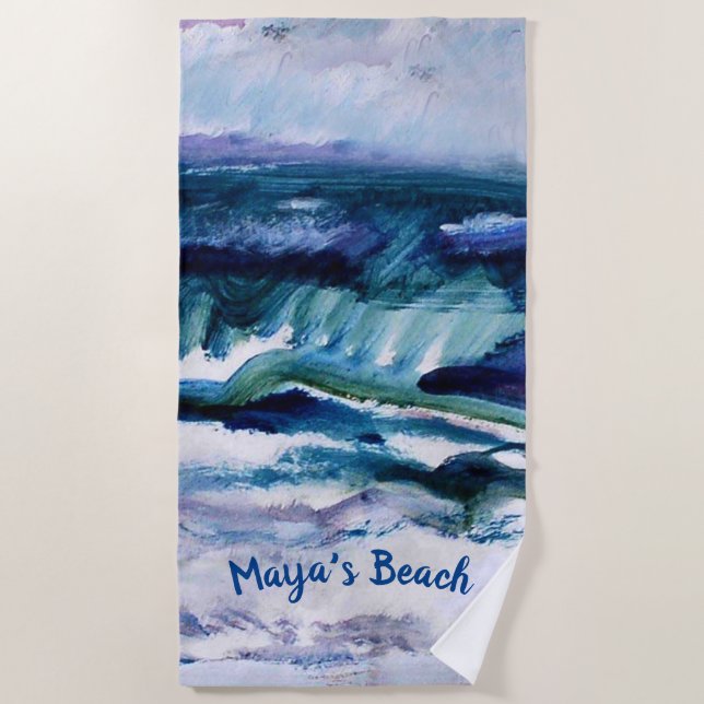 Blue Ocean Beach Pool Towel  - PERSONALIZE (Front)