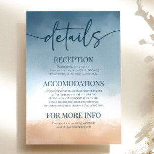 Blue Ocean Beach Shore Sand Wedding Details Enclosure Card