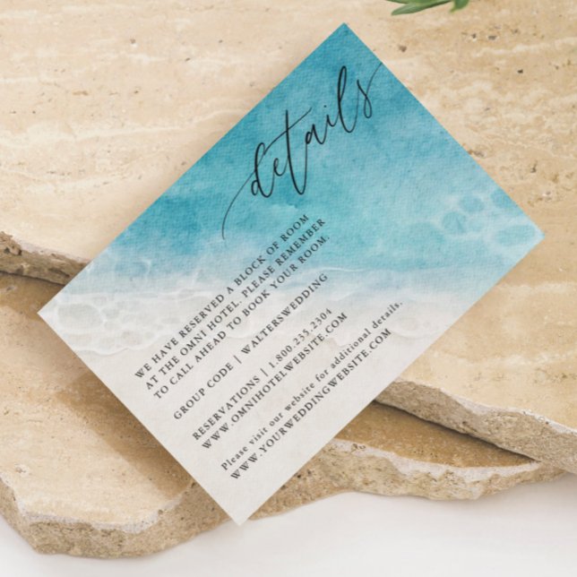 Blue Ocean Beach Summer Wedding Details Cards (Creator Uploaded)