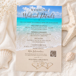 Blue Ocean Beach Wedding Weekend Details Card