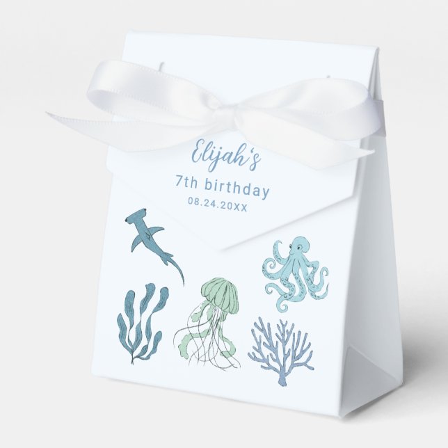 Blue Ocean Birthday Party Favour Box (Front Side)