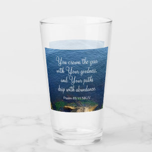 Blue Ocean Blessed New Year Christian Bible Verse Glass