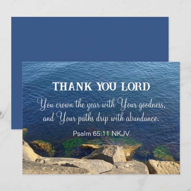 Blue Ocean Blessed New Year Christian Bible Verse Holiday Card (Front/Back)