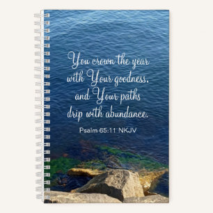 Blue Ocean Blessed New Year Christian Bible Verse Notebook