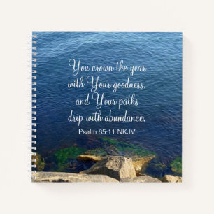 Blue Ocean Blessed New Year Christian Bible Verse Notebook