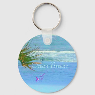 Blue Ocean Breeze Button Keychain
