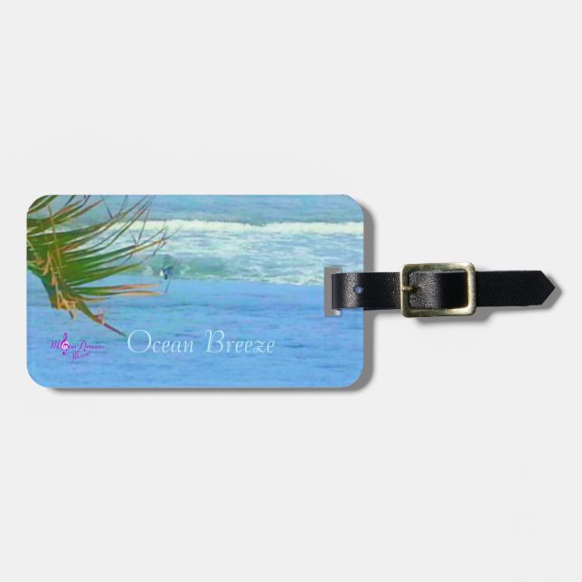 Blue Ocean Breeze Luggage Tag with Leather Strap (Front Horizontal)