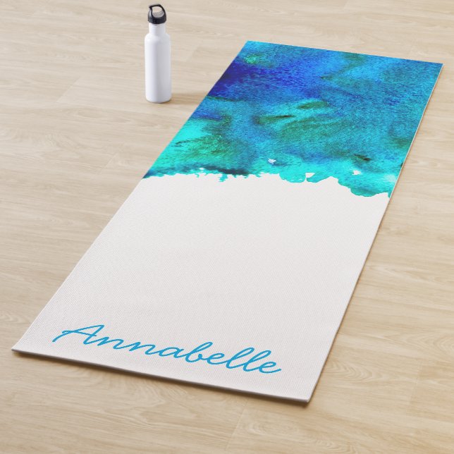 Blue ocean calming personal vibrant energetic art yoga mat (In Situ)