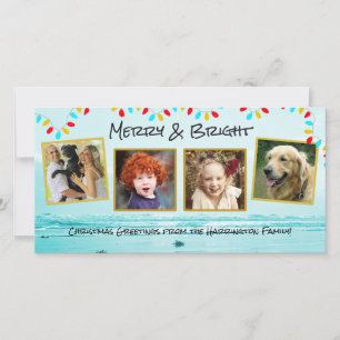 Blue Ocean Christmas Family Photo Collage Cards