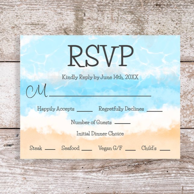 Blue Ocean Coastal Elegant Wedding RSVP Cards (Creator Uploaded)