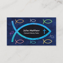Blue Ocean Colourful Ichthus Fish Christian Pastor