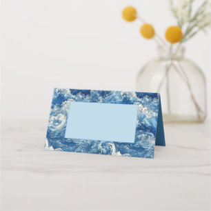 Blue ocean crashing waves place card