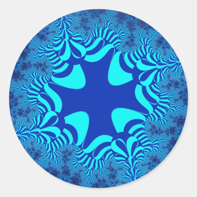 Blue Ocean Cross Classic Round Sticker (Front)