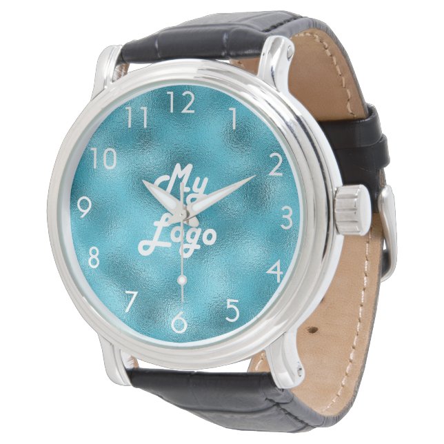 Blue ocean custom business logo white  watch (Angled)
