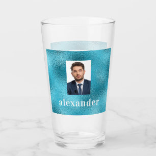 Blue ocean custom photo monogram glass