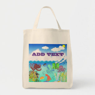 Blue Ocean Cute Octopus Deep Sea Tropical For Mum  Tote Bag