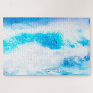 BLUE OCEAN DOLPHIN WAVE RIDERS JIGSAW PUZZLE