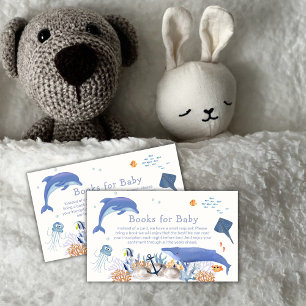 Blue Ocean Dolphin Whale Books For Baby Shower Enclosure Card