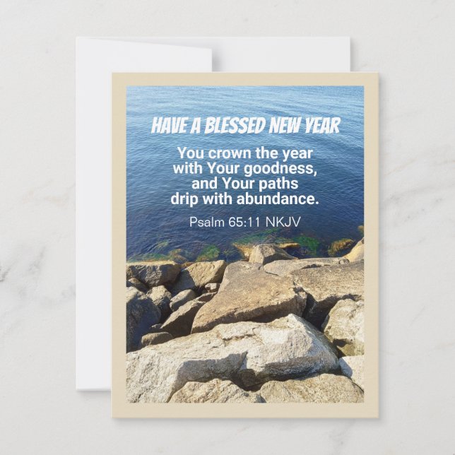 Blue Ocean Happy New Year Christian Faith Holiday Card (Front)