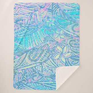 Blue Ocean - Hawaiian - Samoan - Polynesian Tribal Sherpa Blanket
