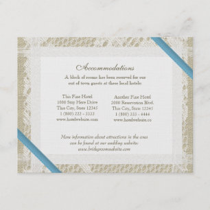 Blue Ocean Lace and Burlap Directions Enclosure Card