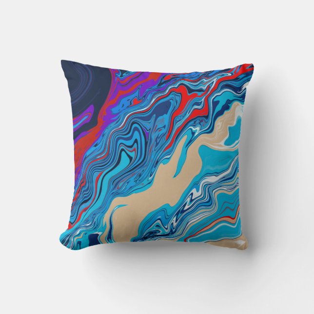 Blue Ocean Marble Textures Pillow (Front)