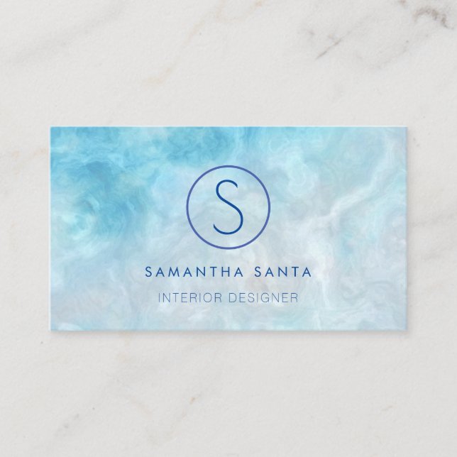Blue Ocean Marbled Business Card (Front)
