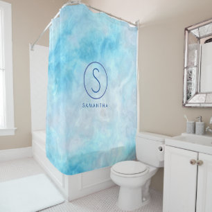 Blue Ocean Marbled Shower Curtain
