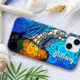 Blue ocean orange marine jellyfish script name fun iPhone 15 case